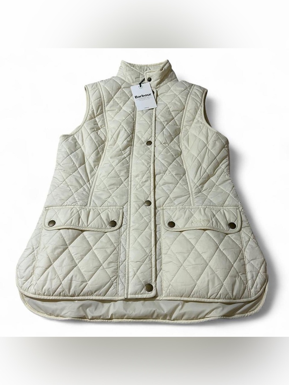 Women’s Barbour Otterburn Gilet Quilted Vest Cream Size 6 NWT